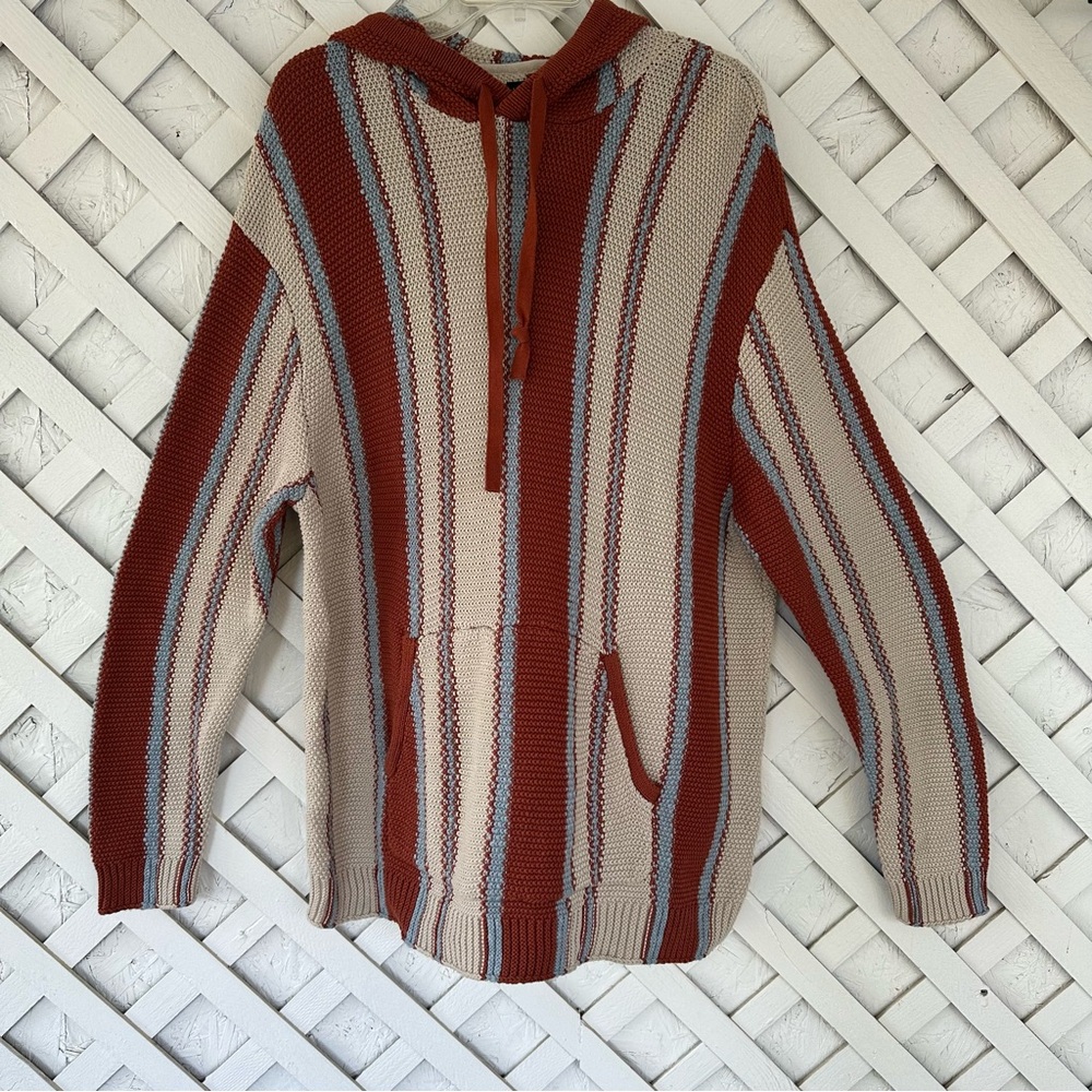 Lucky Brand Baja Stripe Knit Hoodie size Large